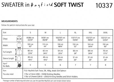 Knitting Pattern - Hayfield 10337 - Soft Twist DK - Ladies Sweater